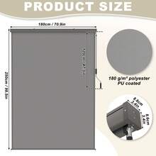 Pionowa żaluzja balkonowa z aluminium, roleta zewnętrzna z mechanizmem korbowym, roleta boczna, ekran prywatności na balkon, taras, ochrona przeciwsłoneczna i ekran prywatności, szaro-antracytowy, 120 x 250 cm/160 x 250 cm/180 x 250 cm - Szary - Zobacz 4