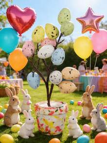 1/2 piezas Centro de mesa de árbol de huevos de Pascua - Decoración de primavera y Pascua para baby shower, fiesta en casa, celebración de boda - Multicolor - Ver 6