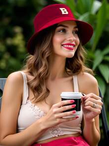 1pc Women Personalized A-Z Letter Bucket Hat, Casual Versatile Breathable Sunscreen Cap, Brim Face-Flattering,Packable Design For Beach Travel Hiking All Seasons