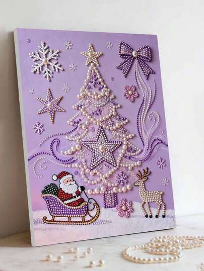 1 Set, Nuevo Árbol de Navidad de Pintura de Perlas, Papá Noel, Patrón, Kit de Pintura de Diamantes, Kit de Pintura de Diamantes Parcial de Forma de Diamante 5D DIY Adecuado para Decoración de Pared del Hogar, Sala de Estar, Dormitorio, Estudio y Otros, Regalo Sorpresa, Regalo de Navidad, Año Nuevo, Regalo de Cumpleaños