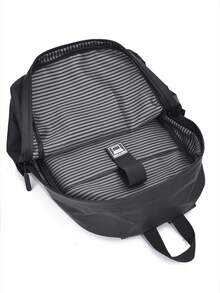 1pc Black PU Leather Backpack, Multi-Pocket Design, Classic Daily Commute Backpack, Travel Bag, Suitable For Travel, School, Unisex, Large Capacity, High-Quality Commuter Bag, Fashionable Minimalist Design - Black - View 7