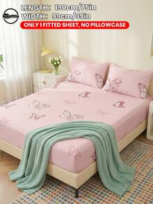 2/3pcs Printed Fitted Sheet Set (1 Sheet Set + 1/2 Pillowcases Without Insert), Pink Butterfly Print, Skin-Friendly Mattress Cover, Pattern Printed Mattress Protector, Comfortable And Soft, Breathable And Warm, Multi-Size, Suitable For Full/Twin/Double/Queen/King Bed, Machine Washable, Home Decoration, Room Decor, Bedroom Decor, Oeko-Tex Certified - Multicolor - View 30