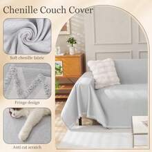 Gugxiom Cubre Sillones Ajustables Antideslizante Lavable A Máquina Cubre Sofa Protector Antiarañazos de Gatos Cubre Salas esquineras en L Gris Claro 180 * 260cm - Gris Claro - Ver 2
