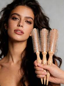 Professional Salon-Grade Wooden Round Hair Curling Brush, Combines Massage And Styling Functions, Suitable For Women's Home Or Travel Use. A Multi-Functional Brush That Combines "Curling + Styling + Massage" In One. - Multicolor - View 5