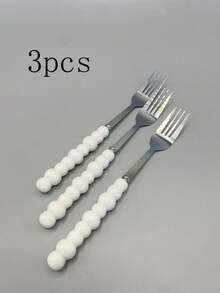 1/3 chiếc nĩa thép không gỉ Pearl, tay cầm bằng gốm, nĩa tráng miệng chất lượng cao, thích hợp cho bữa tối kiểu Tây tại nhà, bít tết và món tráng miệng - Nhiều màu - Xem 21