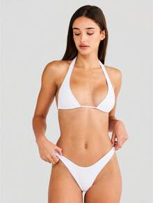 Women Two Piece Swimsuits Halter Triangle String Bikini Sets Brazilian Cheeky Thong Bathing Suit - trắng - Xem 1