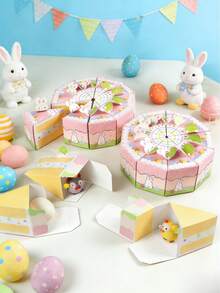 20pcs/Set Cake Shape Box, Easter Gift Box, Rabbit Paper Box, Triangle Packaging Box, Party Favors, Easter Birthday Party Decoration, Party Supplies - Multicolor - View 8