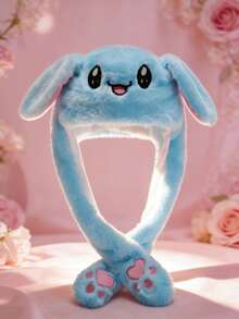 1pc Cartoon Rabbit Ear Hat With Movable Ears, Suitable For Birthday Party, Christmas, Easter Costumes - Pink - View 4