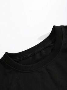 Men Casual Round Neck Short Sleeve 100% Cotton T-Shirt, Summer Vacation Top, Funny Graphic Tees, Y2K Street Wear, Gifts For Boyfriend And Husband - 黑色GG0113S1 - 查看 3