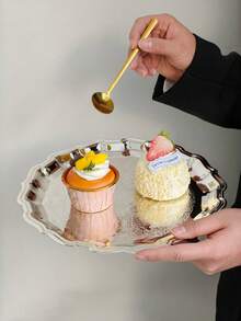 1pc European Style Dessert Plate, Afternoon Tea Cake Plate, Sweets & Snacks Tray, Fruit Plate - Multicolor - View 3