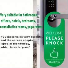 2个双面可翻转的“请勿打扰”/“欢迎”标牌，耐用PVC材质，适用于家庭、办公室、酒店，易于安装在各种门把手上，双面印刷。 - 彩色 - 查看 5
