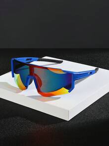 1副男士户外骑行、徒步、滑雪运动护目镜，一体式紫色和蓝色防风防护眼镜 - 護目鏡-多色 - 查看 12