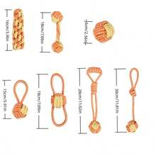 7pcs Rope Dog Chew Toys - Durable, Teething, Compact Design, Sturdy Structure, Ideal For Small & Medium Dogs, Perfect Dog Gift, Warm Companion - Orange - View 2