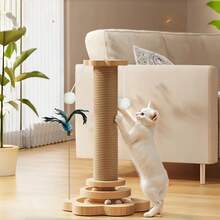Sisal Cat Scratching Post - Durable, Cat Climbing Frame With Trackball & Hanging Ball Toys, Multi-Functional Interactive Cat Toy, Suitable For Indoor/Outdoor Use For Small/Medium Cats, Artificial Feather, 2 Models Available - Small Size 40cm - View 5