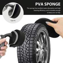 Car Tire Shine Applicator, Vehicle Tire Wheel Polishing Applicator Brush With Anti-Slip Handle, Tyre Detailing Tool Dressing Sponge Pad Brush For Car Truck SUV Motorcycle - Cọ đánh sáp lốp + miếng bọt biển - Xem 6