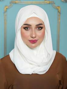 1件装女士纯色拉法帽滑雪面罩颈部保暖弹性头带头巾，透气舒适弹力宽边吸汗防滑多功能运动头饰，简约时尚围巾，带帽雪纺头巾组合 - 多色 - 查看 19