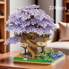 2248 Pieces / 1105 Pieces / 2159 Pieces / 1120 Pieces Sakura Landscape Tree Plant House Building Building Blocks Set, An Ideal Choice For Halloween / Thanksgiving / Christmas / Easter / Birthday Gifts. - Multicolor - View 14