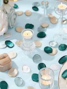 MEHELANY 10片人造玫瑰花瓣，仿真花瓣，婚礼丝绸花瓣，适用于新娘聚会、新人桌装饰、婚礼、花篮、走道、中心桌装饰、派对礼物、家居装饰、周年纪念、情人节、母亲节、礼品装饰、浪漫晚宴装饰 - 墨綠色 - 查看 5