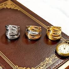 1 pieza Anillo de mujer con hilo giratorio, estilo minimalista exagerado de moda, color contrastante oro rosa, resistente al agua, no se desvanece, de alta calidad, personalizado para uso diario - Anillo de mujer de varias vueltas - Ver 11
