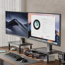 1pc Adjustable Height Monitor Stand, 3-Level Ergonomic Laptop Stand, Suitable For Desktops, Compatible With PC, Laptop, IPad, Great For Office, Home And Study, Black Laptop Stand, Smartphone Stand, PC Stand, Laptop Stand, Wind Turbine Stand, Notebook Stand, Desktop Accessories, Office Desk Accessories, IPad Stand, Back To School Supplies - Black - View 5