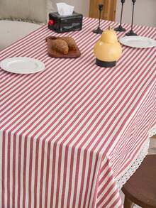 1 chiếc khăn trải bàn sọc đỏ, phong cách trang trí tối giản kiểu nhà nông thôn, hình chữ nhật, phù hợp cho bàn ăn, bàn cà phê, kệ tivi, lối vào, thích hợp cho các dịp lễ, tiệc tùng, đám cưới, bữa tối, nhà cửa, văn phòng, dã ngoại ngoài trời, mọi mùa. - Đỏ - Xem 2