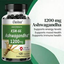 Daitea KSM-66 Ashwagandha 1200 Mg/Serving Extra Strength - Stress And Mood Relief - 120 Capsules - 1 chai - Xem 6