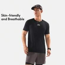 Áo thun nam Li Ning không đường may phản quang, kháng khuẩn, nhanh khô, thoáng khí, thích hợp cho thể thao chạy bộ, mã sản phẩm ATSV085. - màu đen - Xem 2