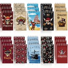 Conjunto de 10/20 cadernos com tema de navio pirata e caveira - Ideais para festas temáticas de piratas, aniversários, lembrancinhas escolares, material de escritório, artigos de papelaria, acessórios para presentes, cadernos fofos, estilo boêmio, cadernos espiral, blocos de notas portáteis, artigos de papelaria temáticos, mini cadernos, planejadores de festas, entusiastas de papelaria. - Multicolorido - Ver 2