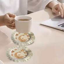 1/4/6件套精美斋月新月星形挂饰，节日主题装饰元素。可作桌垫/咖啡杯垫。 - 彩色 - 查看 10