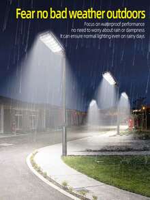 12000W Solar Powered Super Bright 18000lm Outdoor Street Light, Industrial Lighting Wall Lamp With Lithium-Ion Battery, Solar Panel Charging, Long-Lasting All-Night Illumination, Motion Sensor, 3 Lighting Modes, Suitable For Home, Yard, Garage Lighting - 28/120/264/352/440/528 LED - Black - View 7