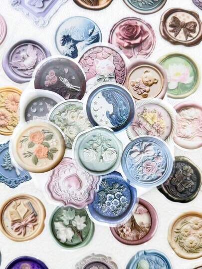 50 miếng dán in nổi bằng sơn mài, nhiều màu sắc, chất liệu PET trong suốt, dùng để trang trí laptop, máy tính, sổ tay, ốp điện thoại, tự làm đồ trang trí.