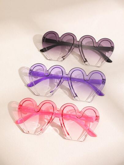3pcs Bohemian Style Women Fashion Eyeglasses Set, One-Piece Heart-Shaped Frame, Party, Street Style, Summer Essential, Fashionable Decorative Accessory, Y2K