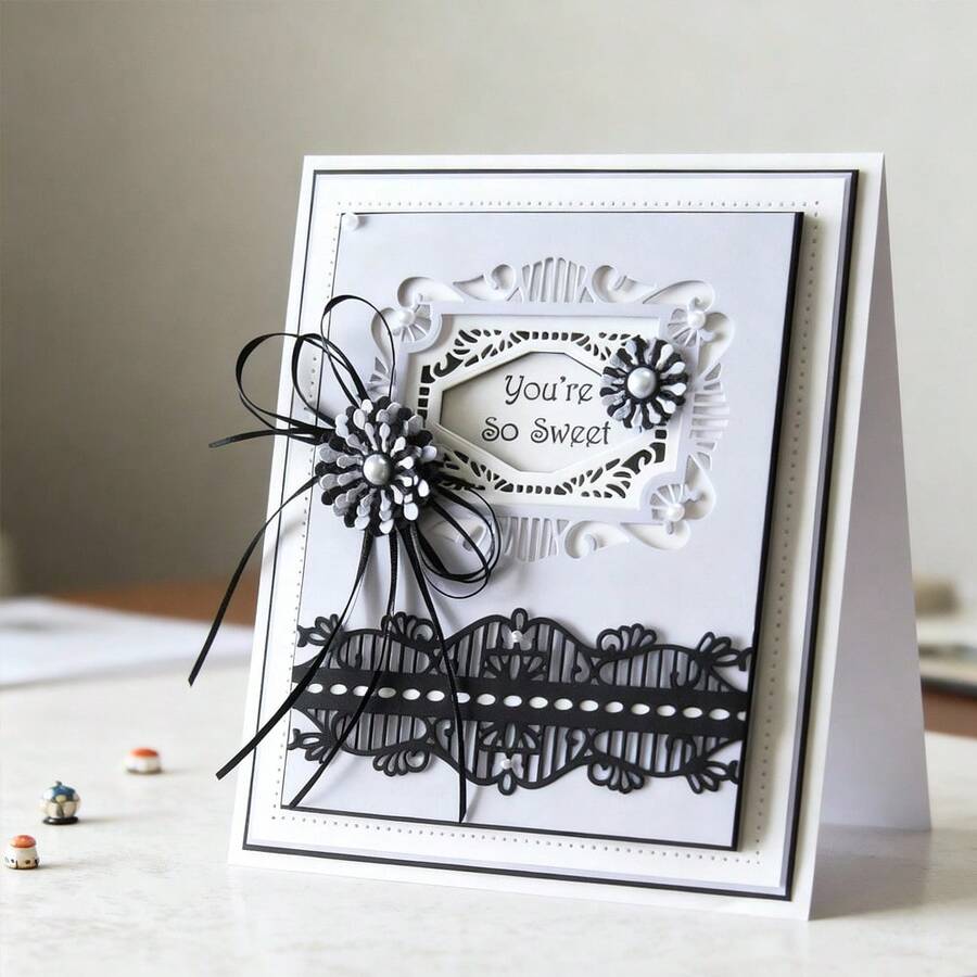 Creative Lace And Creative Labels Metal Cutting Dies, DIY Scrapbooking Album And Embossing Stencil, Greeting Card Making Tool, Card Paper Cutting Crafts ,Gift Card Making Template Die Cuts. - Silver - View 1