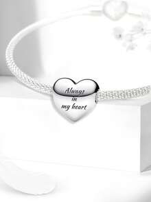 1 pieza Colgante con forma de corazón brillante y con cuentas, adecuado para hacer pulseras, brazaletes y joyería DIY, y para uso diario, apropiado para niñas - Plateado - Ver 4