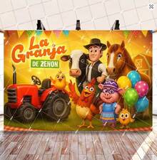 Cartoon Zenon Farm Themed Birthday Party Supplies, Photo Backdrop, Party Banner Poster, Photography Props For Photo Studios. - D - View 1