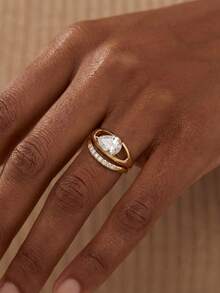 1枚经典优雅U型7颗立方氧化锆925纯银戒指，女士派对首饰，女友周年纪念礼物 - U型七鑽戒指 - 查看 4