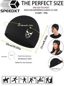 1顶骷髅波浪针织帽 - 宽松无檐帽，男士针织帽，适合夏季运动，如跑步、骑行、钓鱼、徒步旅行、棒球等。男士跑步针织帽，针织帽，冬季跑步帽，男士头带，针织帽，男士，帽子，女士，帽子，帽子，针织帽，跑步，礼物，保暖，骷髅帽，睡眠，睡帽，秋季服装 - A - 查看 10