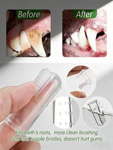 1/3/5/10/12/20pcs Pet Finger Toothbrush, Soft Silicone Dog Cat Teeth Cleaning Tool, Small & Gentle Brush Head, Suitable For Puppy Kitten Oral Care Hygiene, Pet Supplies, Protect Dog Teeth - Clear - View 11