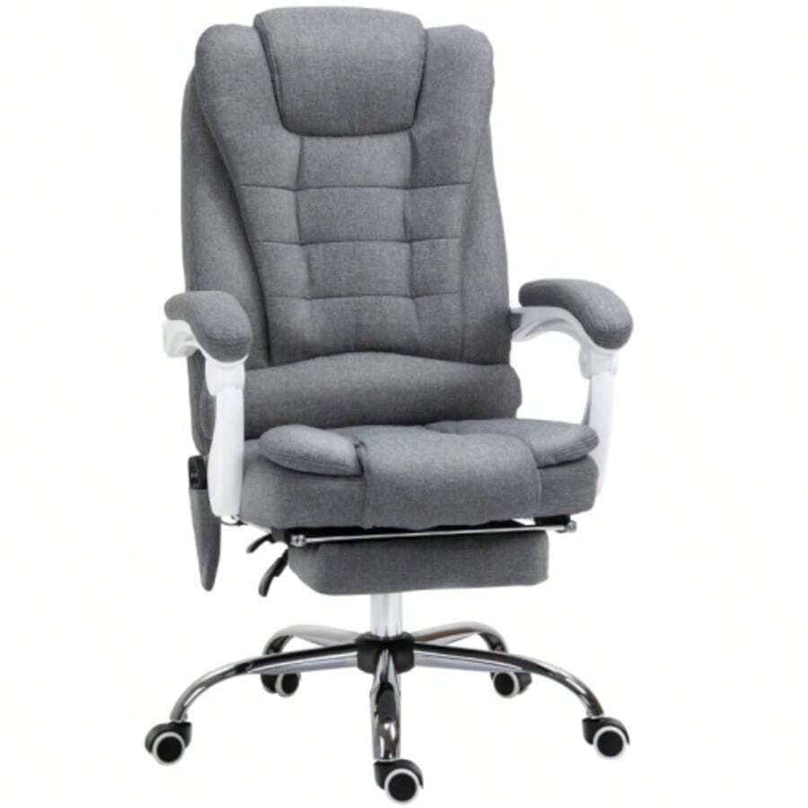 Office Chair With Massage And Heating Function, Reclining Backrest, Swivel And Height Adjustable, Up To 120 Kg, Grey - Grey - View 1