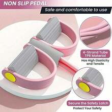 Home Pedal Puller Resistance Band Exerciser - Compact Home Gym Equipment With Non-Slip Pedals For Abdomen & Back Workouts - Pink - View 6
