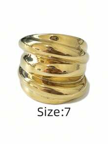1 pieza Anillo de mujer con hilo giratorio, estilo minimalista exagerado de moda, color contrastante oro rosa, resistente al agua, no se desvanece, de alta calidad, personalizado para uso diario - Anillo de mujer de varias vueltas - Ver 24