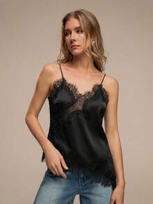 HZXVIC Áo kiểu lệch vai viền ren, gợi cảm và ngây thơ, màu đen mùa hè. - màu đen - Xem 6