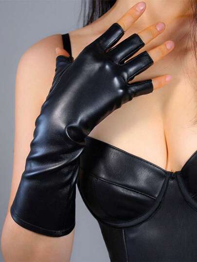 1 Pair Motorcycle Half Finger Gloves, Extended Leather Half Finger Gloves, Palm Protection, Suitable For Men And Women Outdoor Sports, Cycling, Household Use, Fishing, A Great Gift For Family, Friends, And Couples