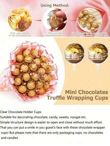 5个~50个糖果巧克力花架透明球，DIY透明巧克力盒支架，松露巧克力包装球盒，新年、情人节、婚礼、毕业典礼、母亲节、周年纪念日、派对、生日花束包装材料的理想之选，送给家人和朋友的完美礼物 - 彩色 - 查看 6