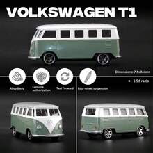 1:56 Scale Volkswagen T1 Bus Alloy Car - Red/Green, Toy Cars For Boys & Girls, Smooth Gliding With Hand-Held Handle, Adult Collection, Holiday Gift, Decorative Ornament - Multicolor - View 7
