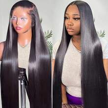 NATAN [耐热蕾丝假发] 13x4 耐热无胶高密度直发蕾丝前假发，女士 - 优雅黑色全自然直发 - 自然色&黑色系 - 查看 10