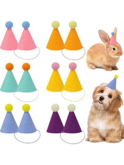 1pc Mini Party Hat For Pets, Suitable For Birthday, Wedding, Halloween, Christmas, New Year - Pet Costume Party Decor, Dolls, Plush Animals, Puppies, Kittens, Bunnies, Holiday Celebration, Theme Party, Photo Props (Random Color)