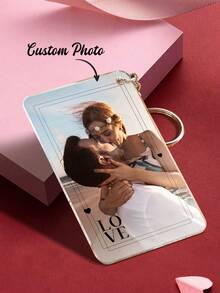 1pc Customized Photo Keychain, Engraved Photo Keychain, Personalized Photo Keychain, Customized Keychain With Photo And Name, Customized Acrylic Keychain, Gift For Mom/Dad, Girlfriend/Boyfriend, Pet Dog, Grandparents, Kids, Graduation, Christmas, Winter - Photo Album 1 - 8.6*5.4cm - View 7