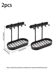 1/2pcs Luxury Jewelry & Skincare Storage Rack, Desktop Necklace & Earring Holder, Black & White Checkerboard Base Tray, Vanity Perfume & Lipstick Organizer Box, Tidy Storage For Delicate Items - Multicolor - View 9