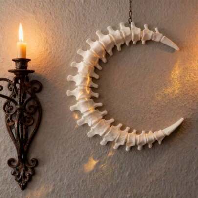 Gothic Anatomical Wall Decor, Featuring Spine & Moon Art, Inspired By Dark Academia Style, Suitable For Bedroom And Living Room As Sculptural Decoration